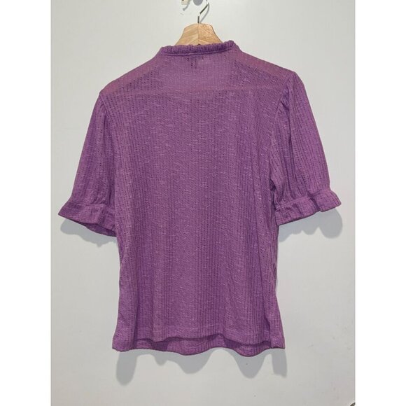 NWT J.Crew Lavender Ruffle Trim Knit Short Sleeve Top Women's Size Large - Picture 7 of 12